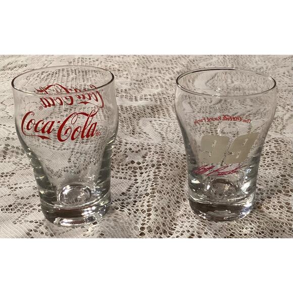 Coca Cola Mini Fountain Glasses 3.25” Clear Coca Cola Logo & 99 Jeff Burton - Picture 1 of 8